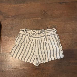 Striped jean shorts